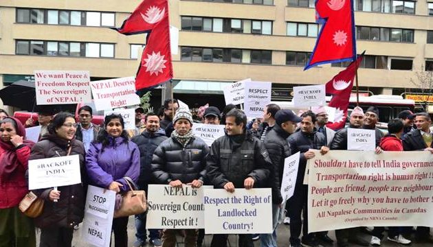 भारतले लगाएको नाकाबन्दीको बिरोधमा क्यानडामा प्रर्दशन