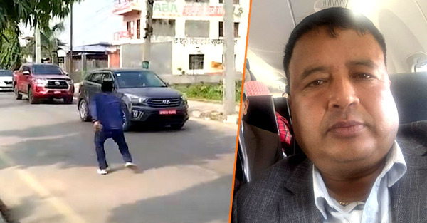 महेश बस्नेत चढेको गाडीमा रातो रङ प्रहार
